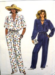 9229 EZ LOOSE CUFFED SS-LS JUMPSUIT VOGUE PATTERN 6-10,12-16